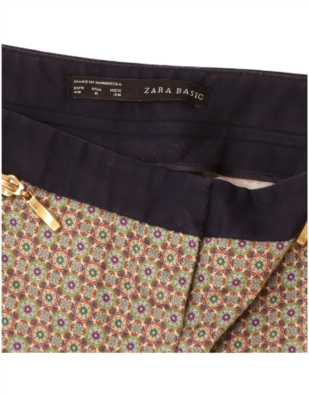 Pantaloni tăiați pentru damă Zara EU 40 Mediu L30 L24 Multicolor Geometric