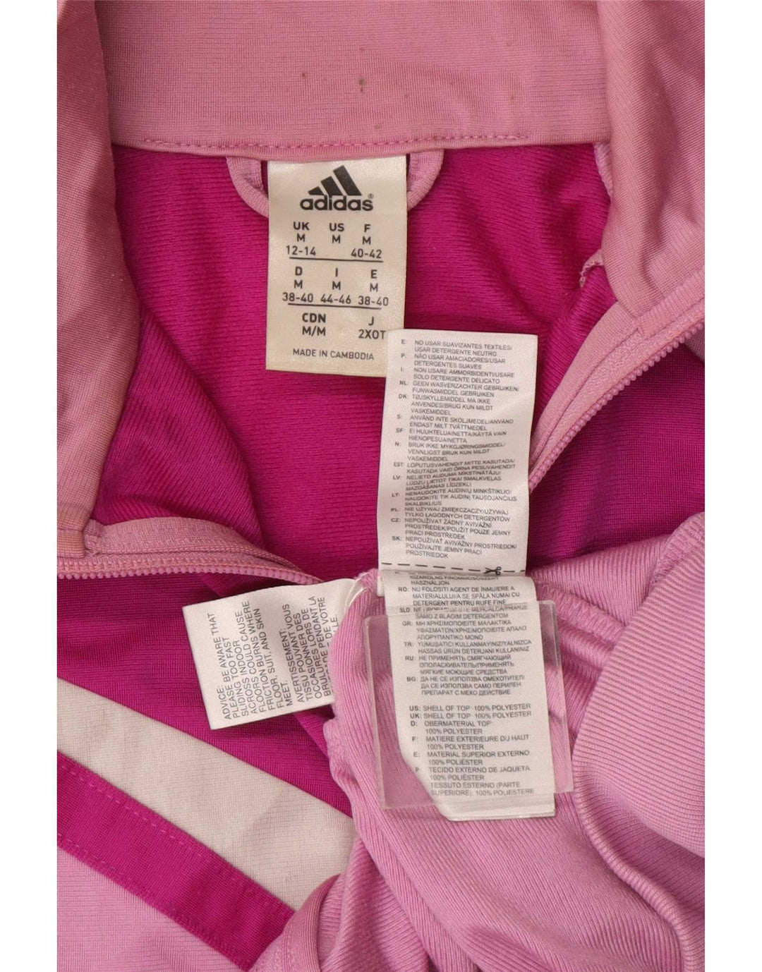 Jachetă de top pentru trening Adidas pentru femei UK 12/14 Medium Pink Colorblock