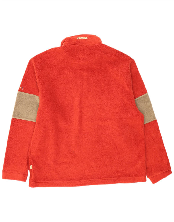 RIFLE Mens Zip Neck Fleece Jumper Large Red Colourblock