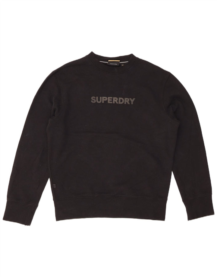SUPERDRY Hanorac grafic pentru bărbați Pulover mic, negru, bumbac