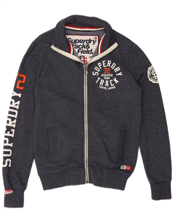 SUPERDRY Jachetă de trening cu grafică pentru bărbați, bumbac mic, albastru bleumarin