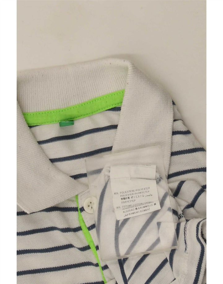 Tricou polo pentru băieți Benetton 8-9 ani poliester cu dungi albe mari