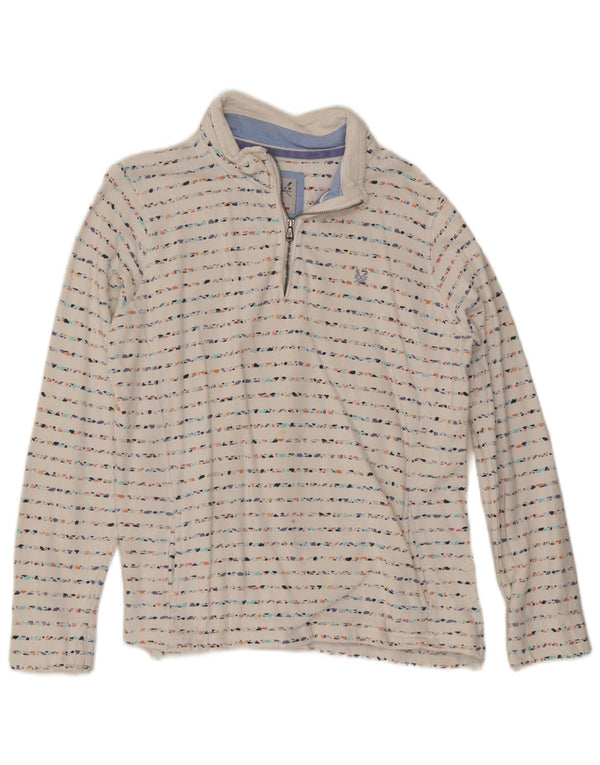 Crew Clothing Hanorac pentru femei cu fermoar și gât Pulover UK 14, mare, cu dungi albe