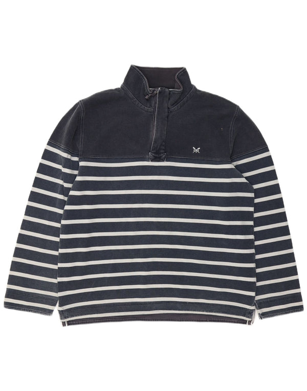 CREW CLOTHING Hanorac pentru bărbați, cu fermoar și gât, Pulover 2XL, bumbac cu dungi bleumarin