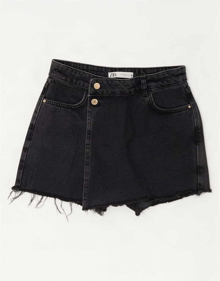 Pantaloni scurți din denim pentru femei cu talie înaltă Zara Medium W28 Gri