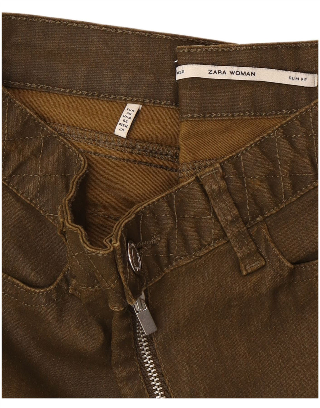 Blugi slim pentru femei Zara EU 38 Mici W28 L28 Verde