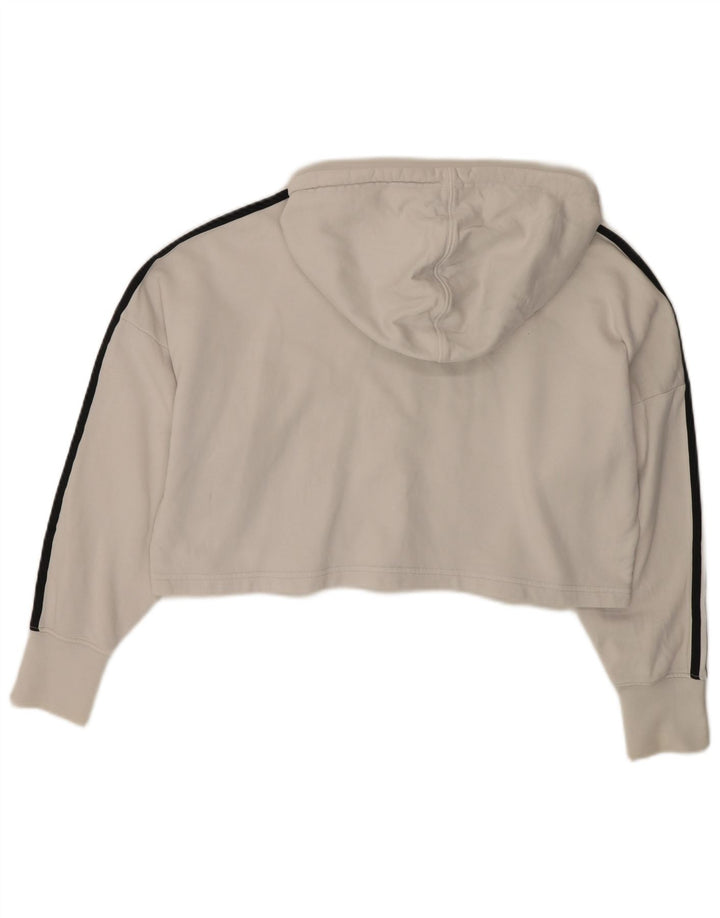 Pulover oversize crop hoodie ADIDAS pentru femei UK 8 mic bumbac alb