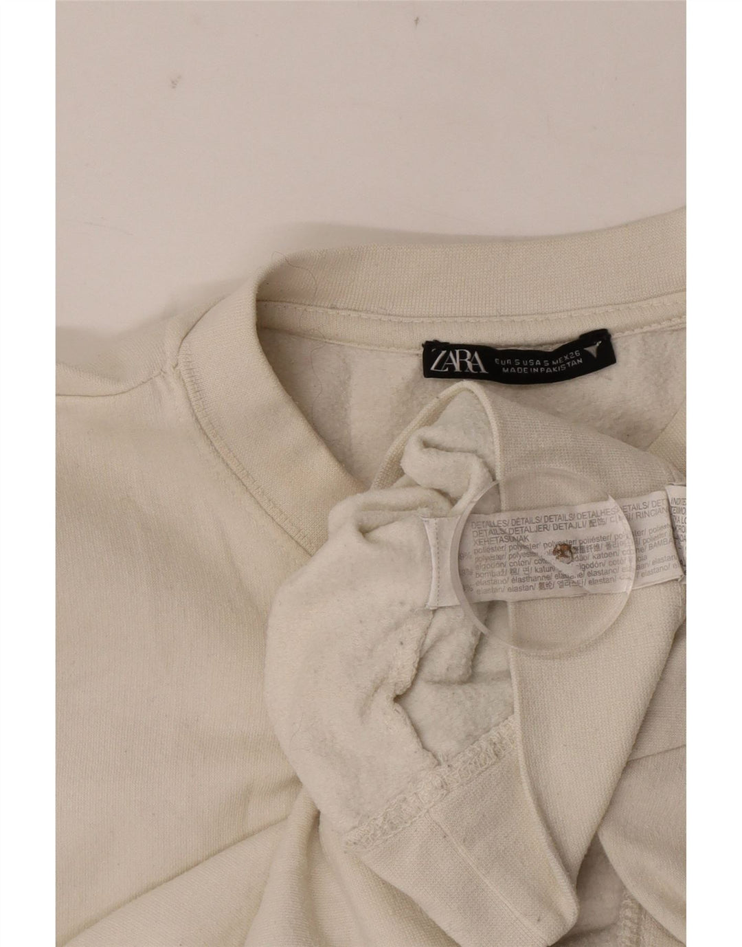 Pulover pentru damă Zara Crop Pulover UK 10 Bumbac alb mic