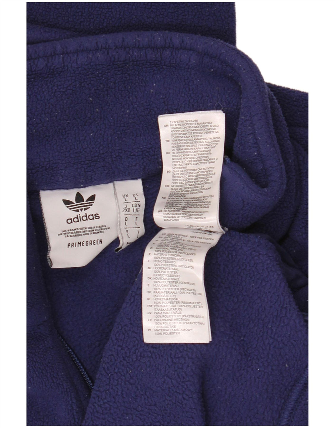 Pulover pentru bărbați Adidas, cu grafic, cu fermoar și gât, din fleece, mare, albastru, poliester