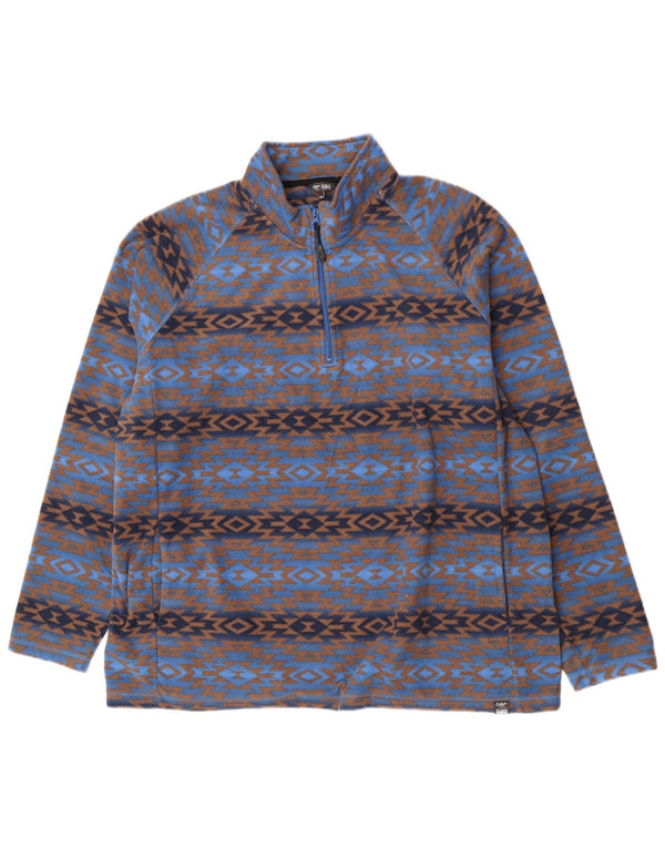 Pulover pentru bărbați Cotton Traders, din lână, cu fermoar, 2XL, poliester geometric, albastru