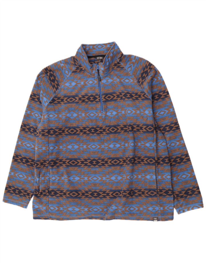 Pulover pentru bărbați Cotton Traders, din lână, cu fermoar, 2XL, poliester geometric, albastru