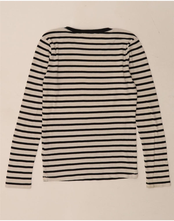 Top pentru femei Ralph Lauren cu mânecă lungă UK 12, bumbac cu dungi albe medii