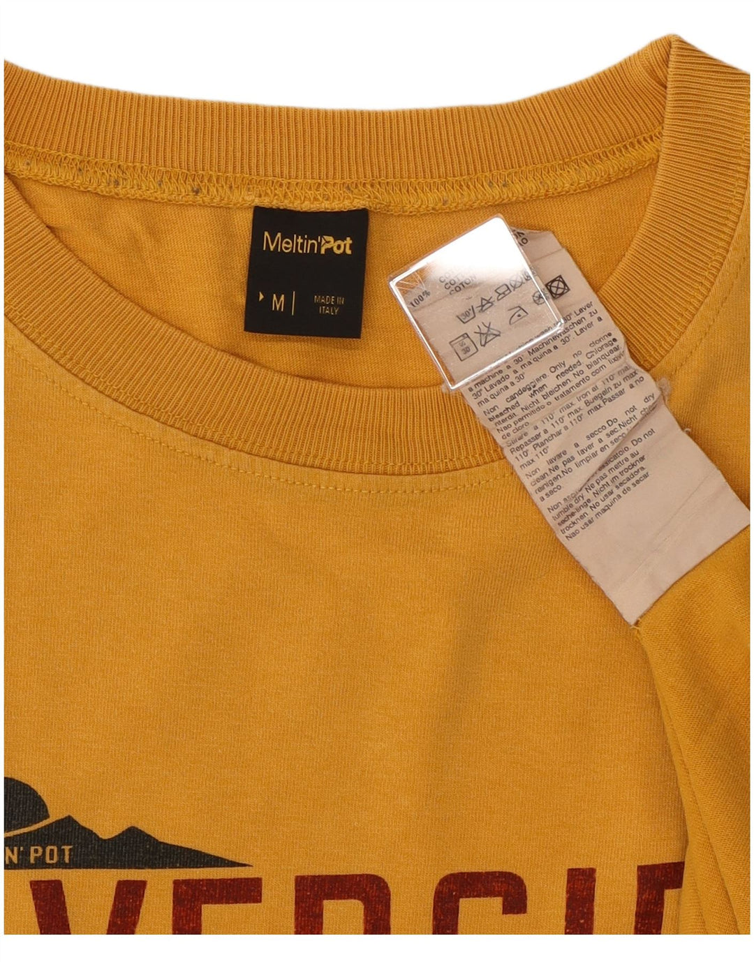 Tricou grafic pentru bărbați Meltin' Pot Top din bumbac galben mediu