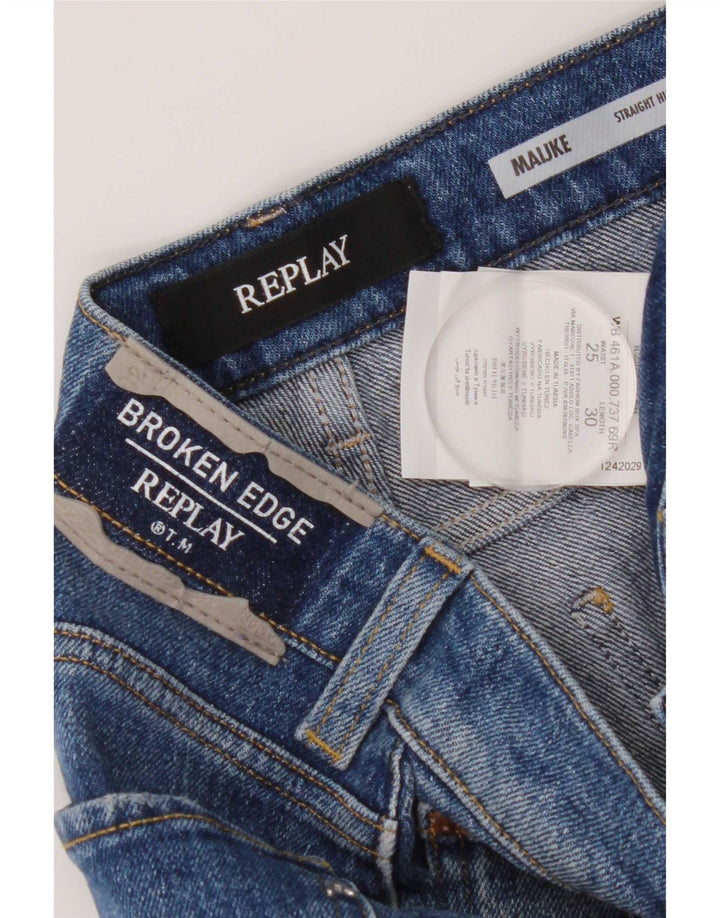 Replay Blugi drepte distressed pentru femei W25 L30 bumbac albastru