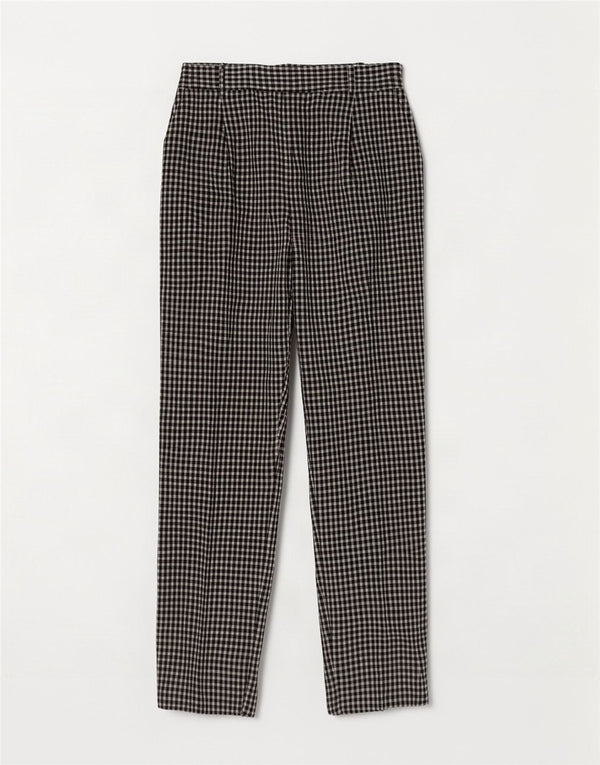 Pantaloni chino cu talie înaltă pentru femei Zara EU 40 Mediu L30 L27 Vichy negru