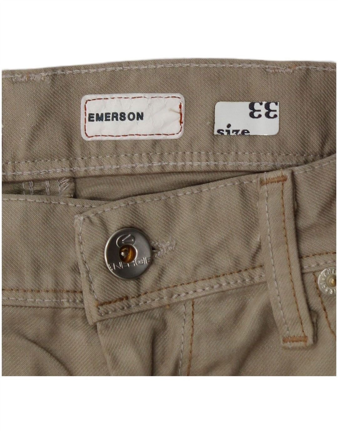 ENERGIE Pantaloni casual drepti pentru bărbați Emerson L33 L32 bumbac bej