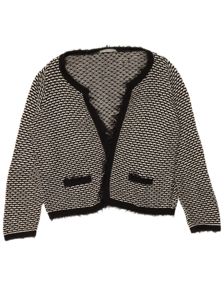 Pulover cardigan deschis pentru femei Marks & Spencer UK 14 mare negru geometric