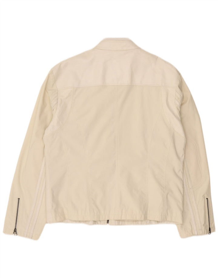 Jachetă de piele vintage pentru femei supradimensionată IT 44 Medium White Leather