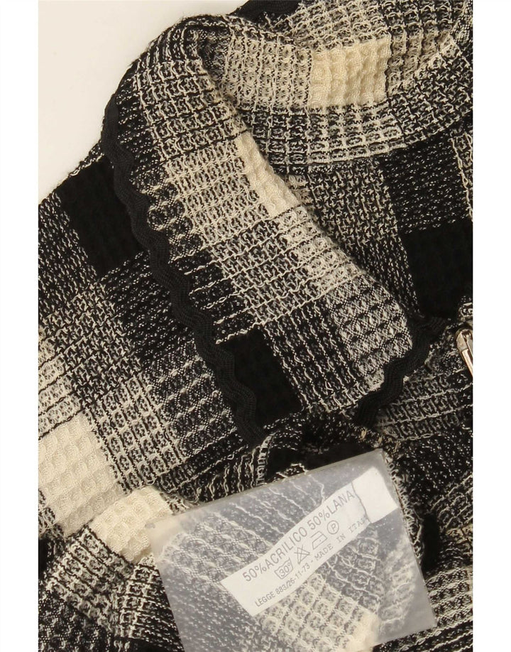 Pulover Cardigan fără mâneci Vintage pentru femei UK 12 Medium Multicolor Check