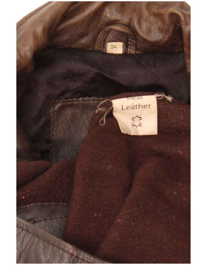 Jachetă din piele vintage pentru bărbați IT 54 2XL din piele maro