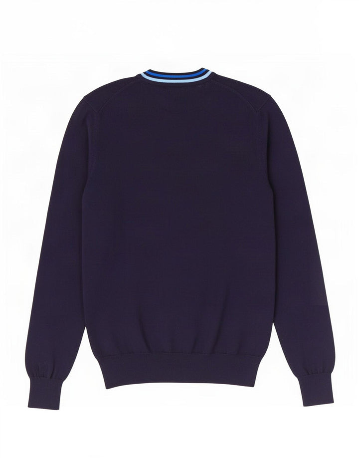 Pulover pentru bărbați Fred Perry cu decolteu în V, bumbac mediu albastru bleumarin