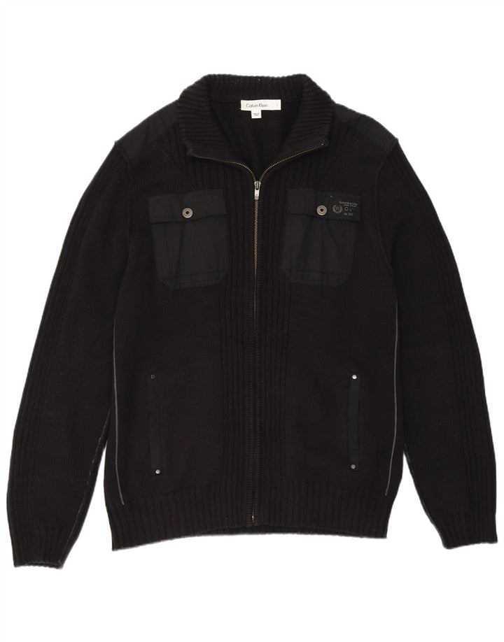 Pulover cardigan pentru bărbați Calvin Klein, bumbac negru mare