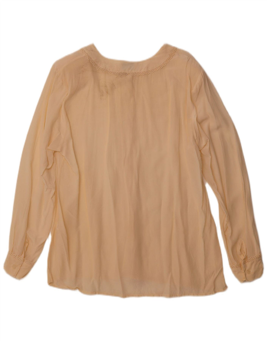 Bluză cămașă transparentă pentru femei VINTAGE UK 14 Mătase medie bej