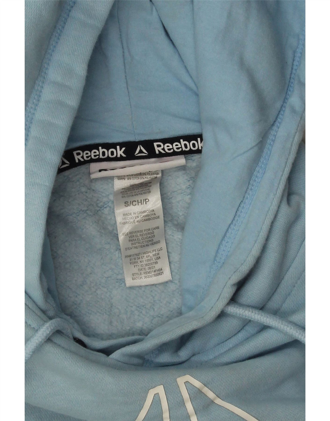 Pulover Reebok pentru bărbați, cu capota, albastru, bumbac