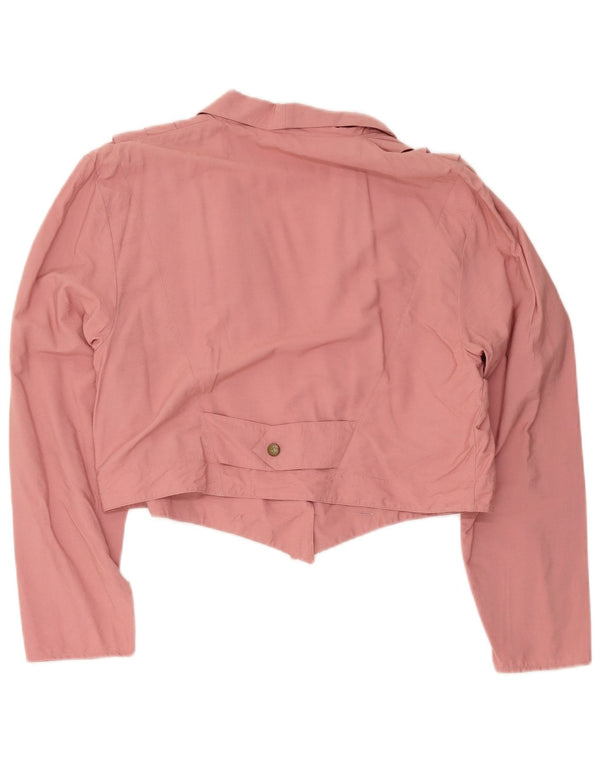 Vintage Womens Crop Loose Fit Cardigan Top Large Pink Viscose