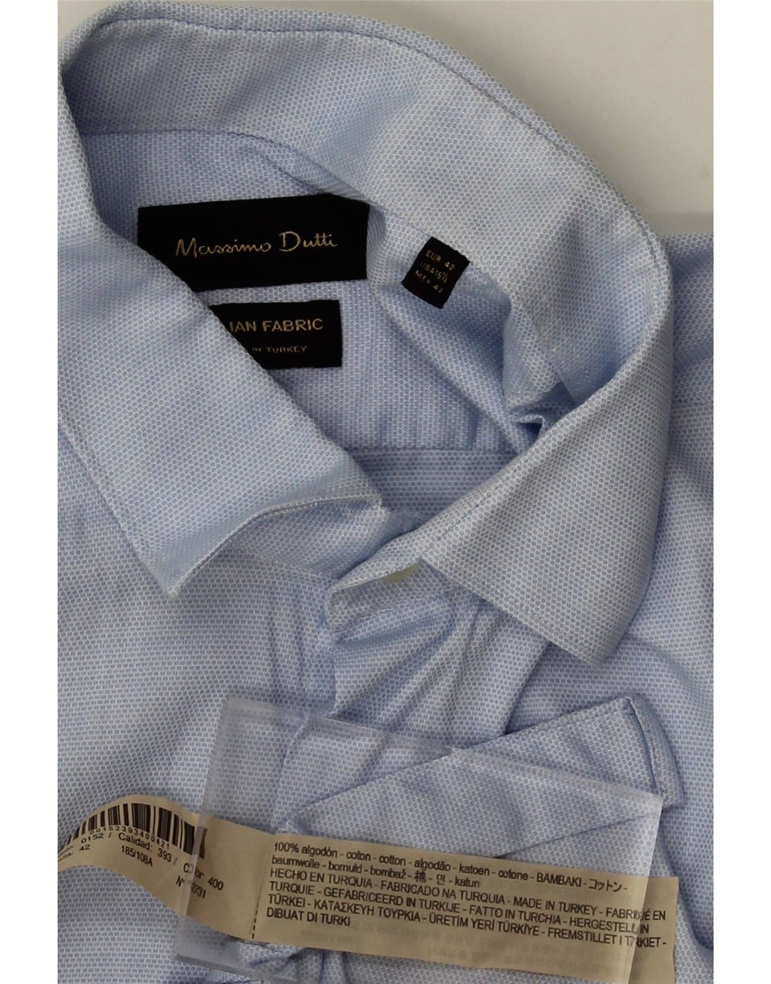 MASSIMO DUTTI Mens Shirt EU 42 16 1/2 Large Blue Cotton