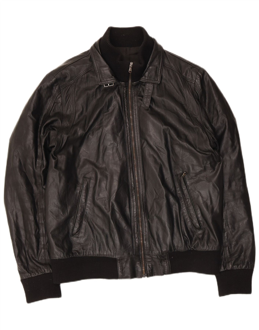 Jachetă Bomber din piele pentru bărbați Gianfranco Gotelli UK 38 Medium Black Leather