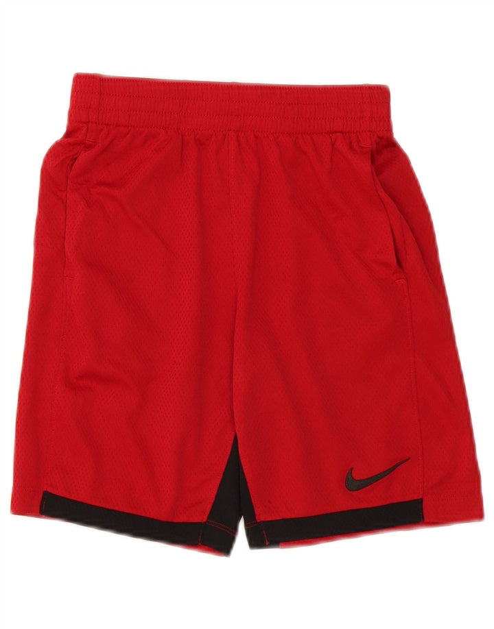 Pantaloni scurți sport Nike Dri Fit pentru băieți 10-11 ani, roșu mediu, poliester color bloc