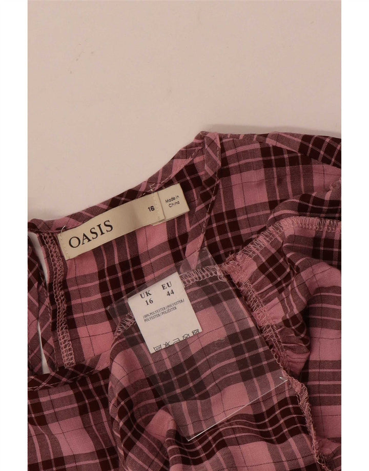 Rochie cu mâneci lungi Oasis pentru femei UK 16, mare, poliester cu carouri roz