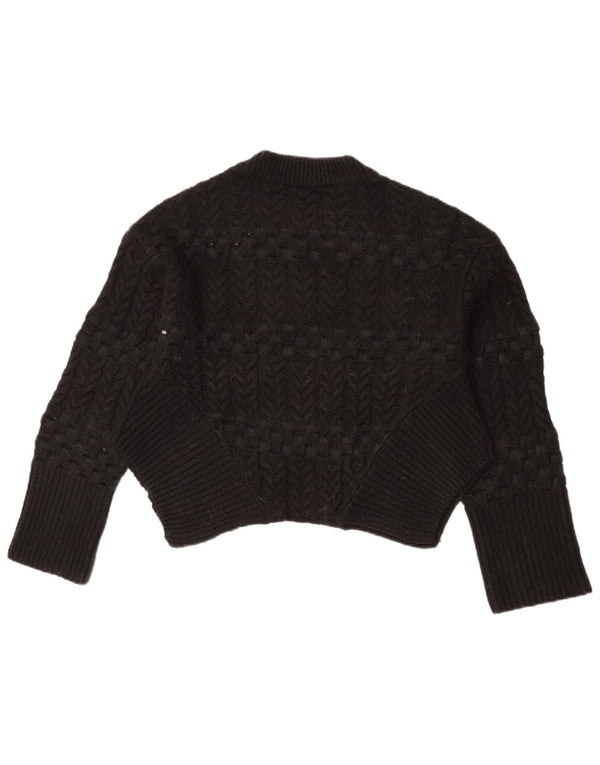Pulover de damă Zara Crop Crew Deck Pulover UK 10 Mic Negru Geometric
