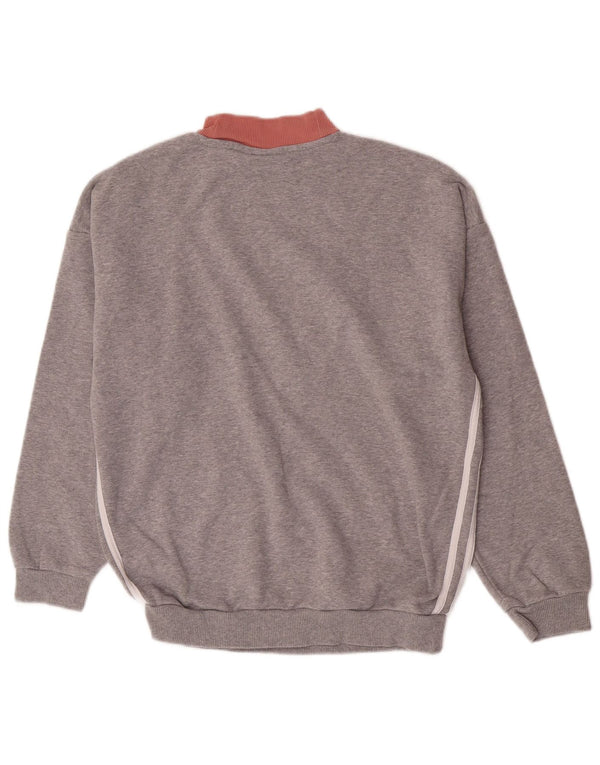Pulover adidas pentru femei UK 12, bumbac color bloc, gri mediu