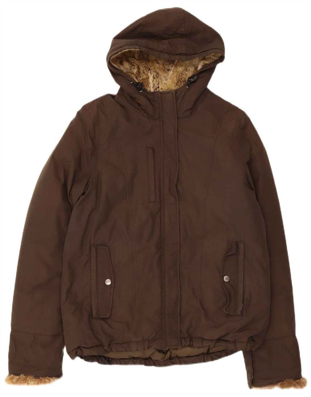 Jachetă căptușită cu glugă Woolrich pentru femei UK 16, bumbac kaki mare