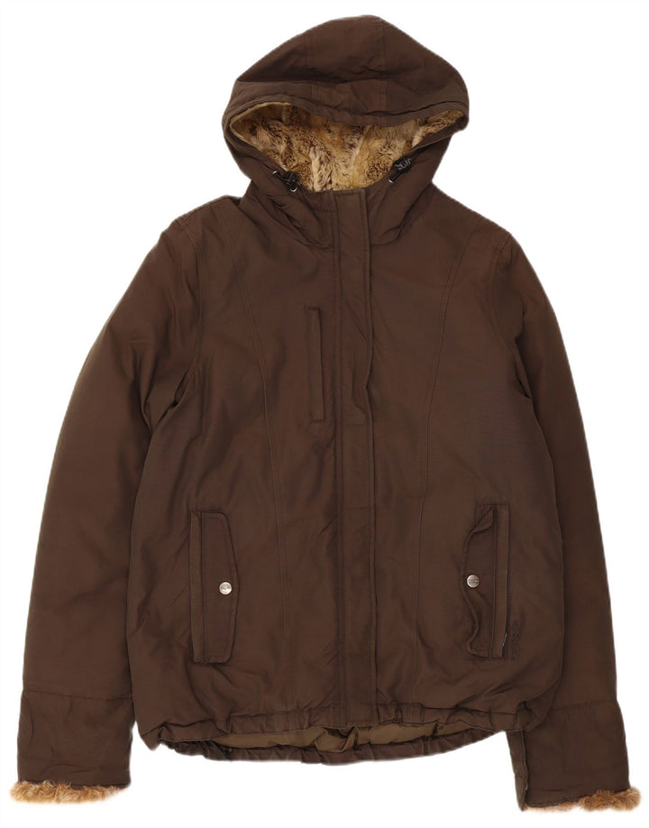Jachetă căptușită cu glugă Woolrich pentru femei UK 16, bumbac kaki mare