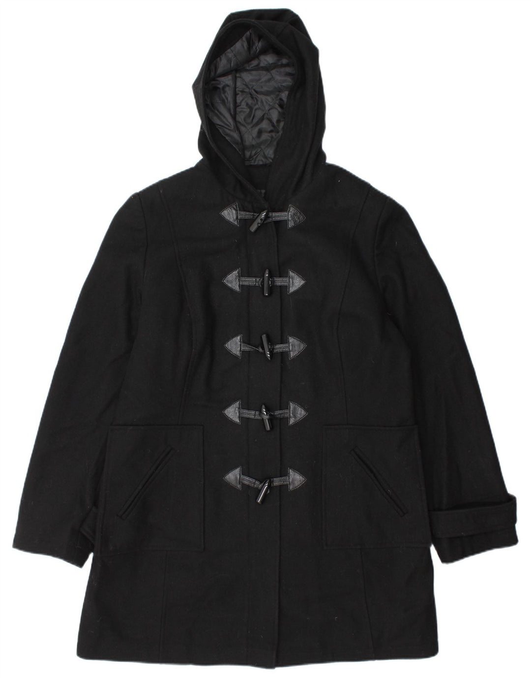 Manson vintage cu glugă pentru femei UK 14 mare lână neagră