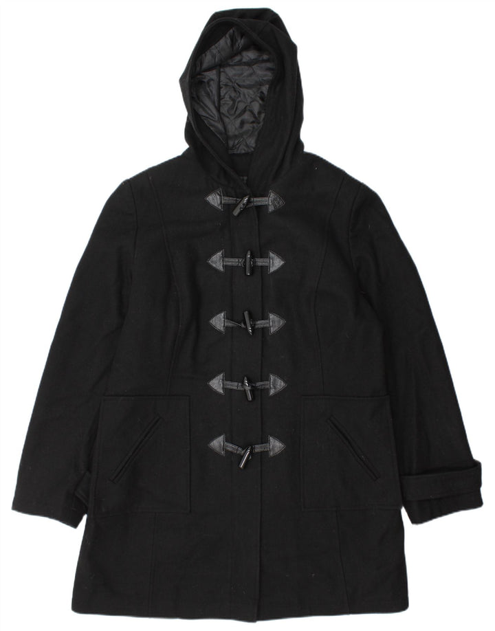 Manson vintage cu glugă pentru femei UK 14 mare lână neagră