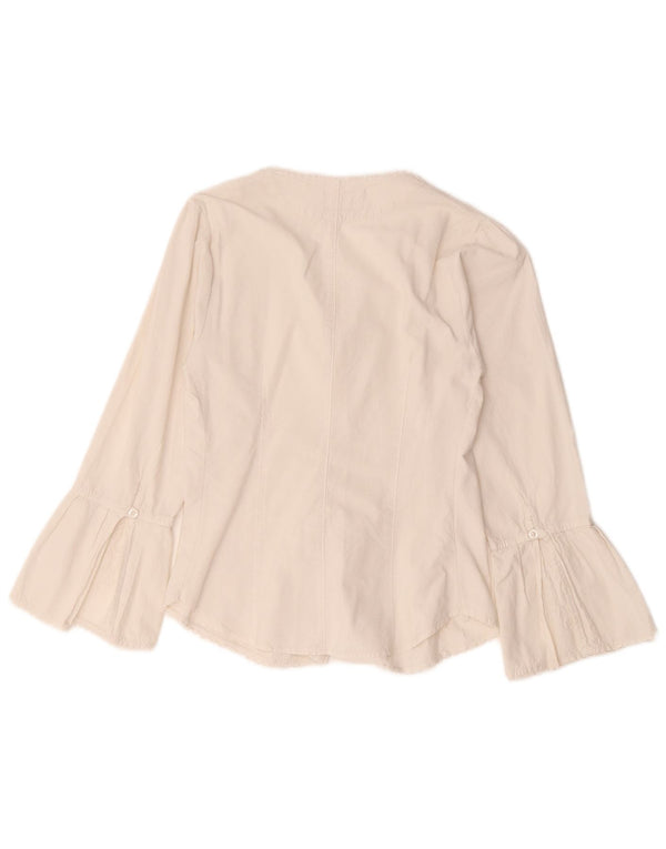Bluză de cămașă vintage pentru femei UK 10 Small Off White Paisley