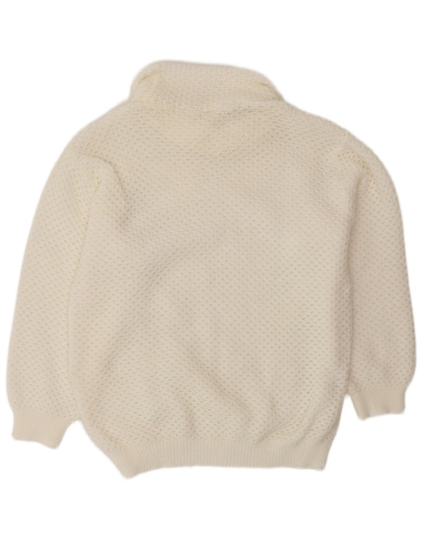 VINTAGE Pulover supradimensionat cu gât rulat pentru femei UK 14 Medium White