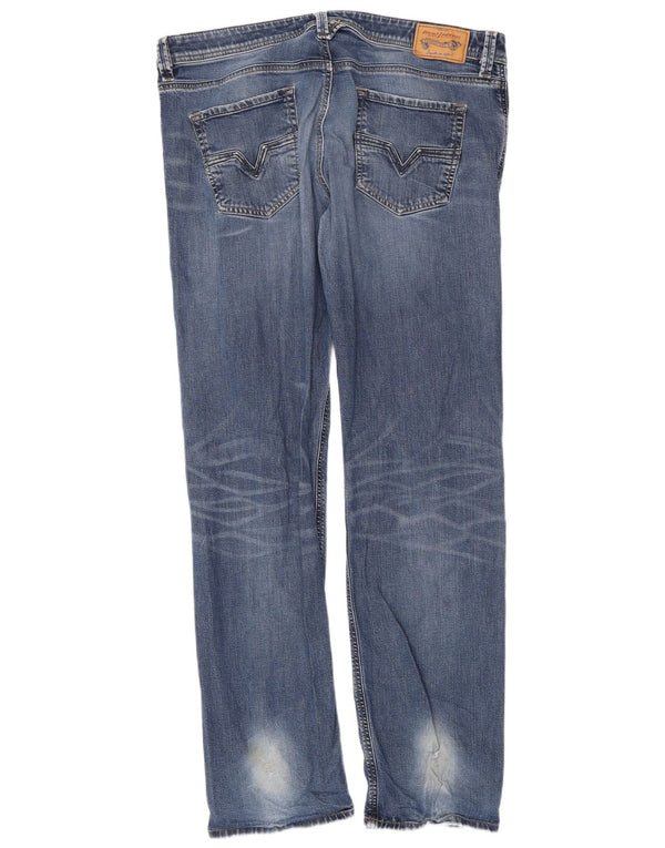 Diesel Mens Straight Jeans W38 L34 Blue Cotton