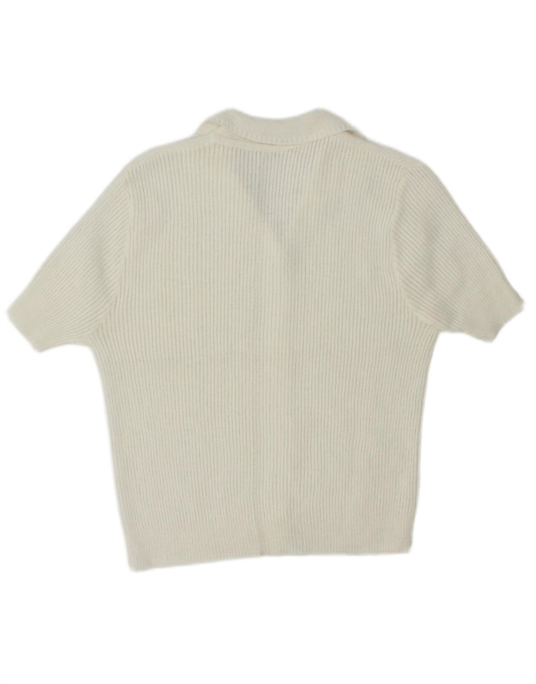 VINTAGE Womens Short Sleeve Cardigan Sweater UK 14 Medium White