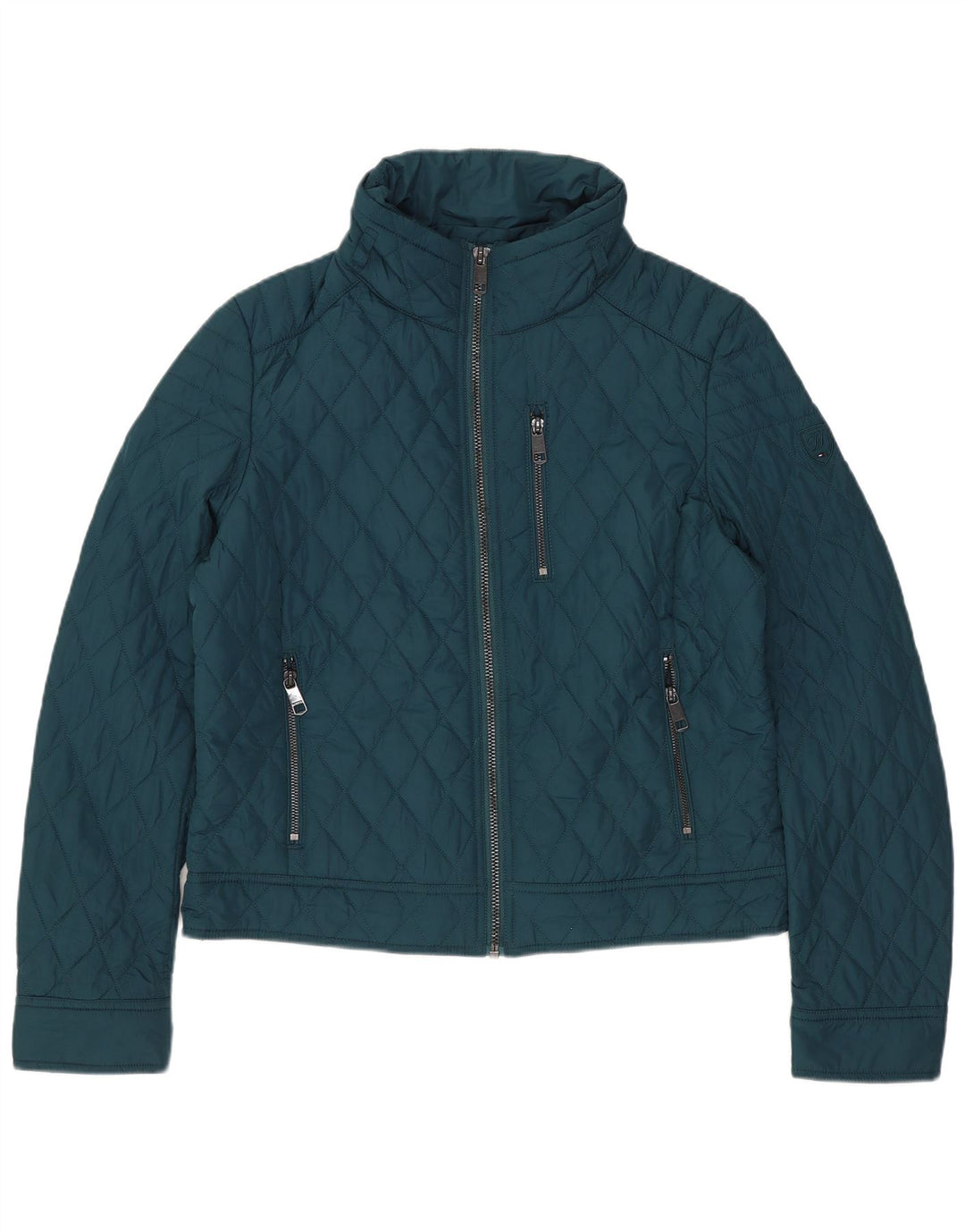 Jachetă matlasată crop pentru femei Tommy Hilfiger UK 14, bumbac verde mediu