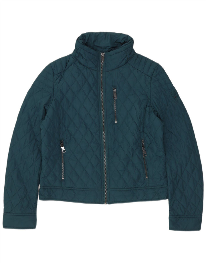 Jachetă matlasată crop pentru femei Tommy Hilfiger UK 14, bumbac verde mediu