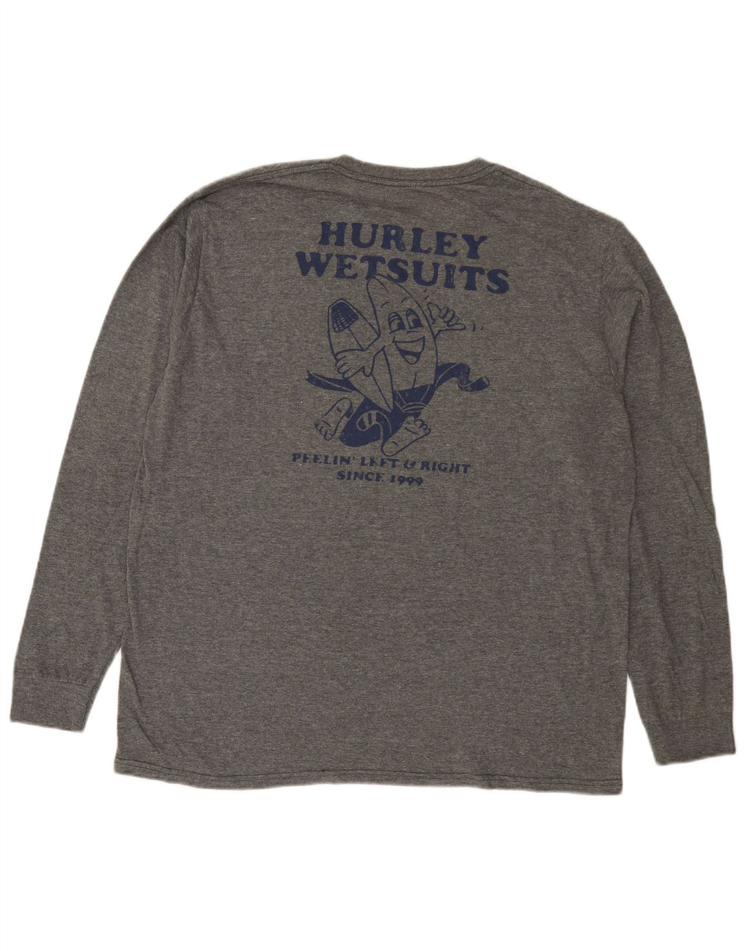 Top grafic pentru bărbați Hurley, cu mânecă lungă, mare, gri bumbac