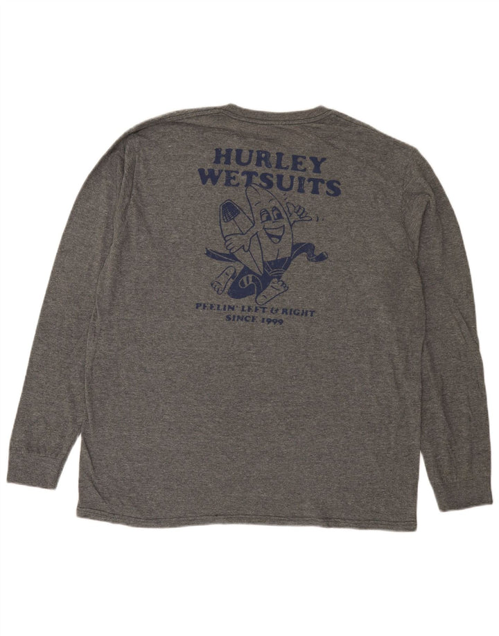 Top grafic pentru bărbați Hurley, cu mânecă lungă, mare, gri bumbac