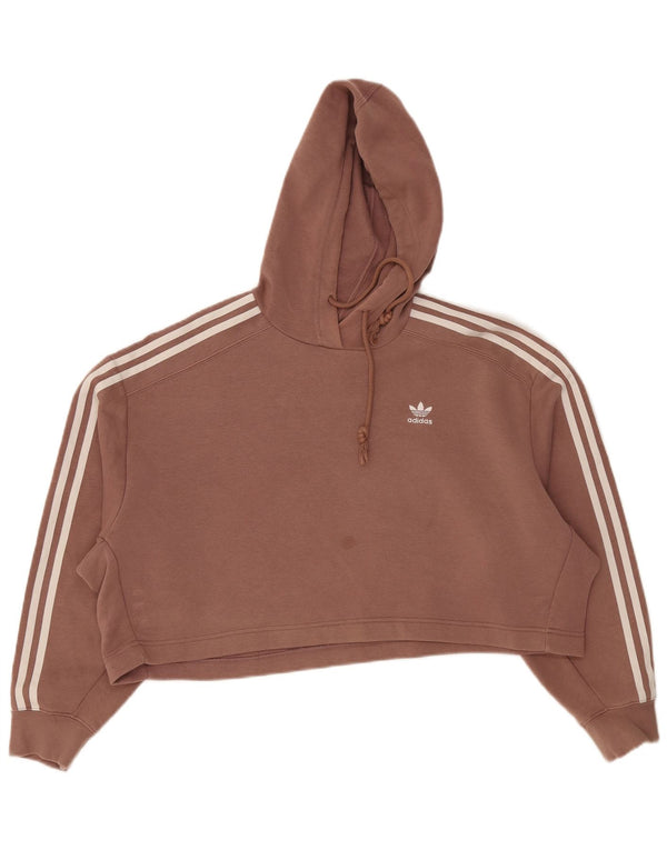 Jumper Adidas Crop Oversized Hoodie pentru femei UK 14 Bumbac maro mediu