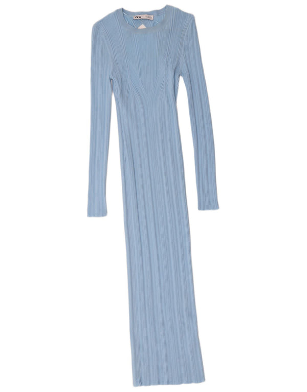 Rochie jumper Maxi cu maneci lungi pentru femei Zara UK 12 Nailon albastru mediu
