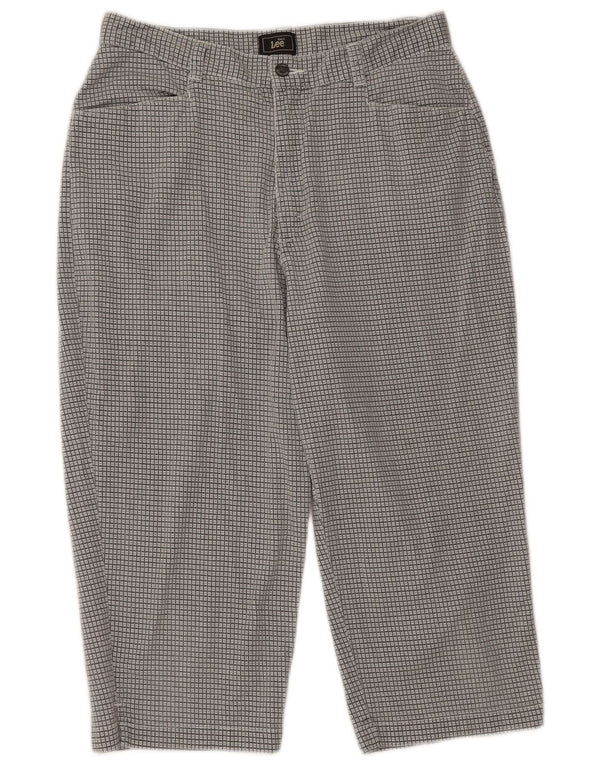 Pantaloni Capri pentru femei cu talie înaltă LEE US 12 Large W30 L19 Bumbac cu carouri gri